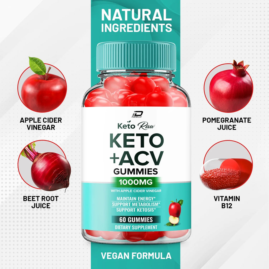 Keto Raw Gummies - Keto Raw Apple Cider Vinegar Gummy Supplement for Energy - Keto Raw Keto Gummies Dietary Supplement (60 Gummies)