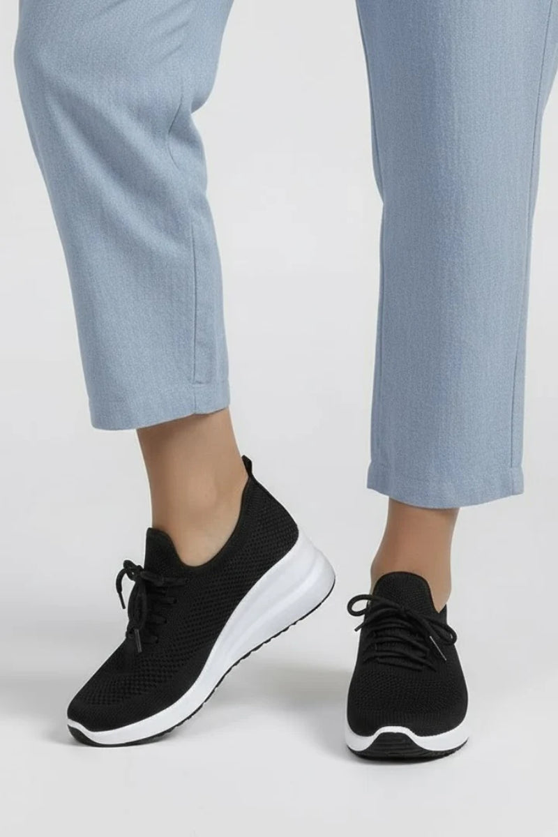 Women'S Sneakers with Knitted Upper and Layered Sole