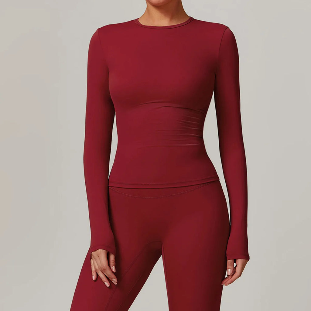 Long Sleeve Workout Top Gym Pilates Clothes Women Active Wear Sports Shirt Elastic Fitness Yoga Clothing Running Shirts