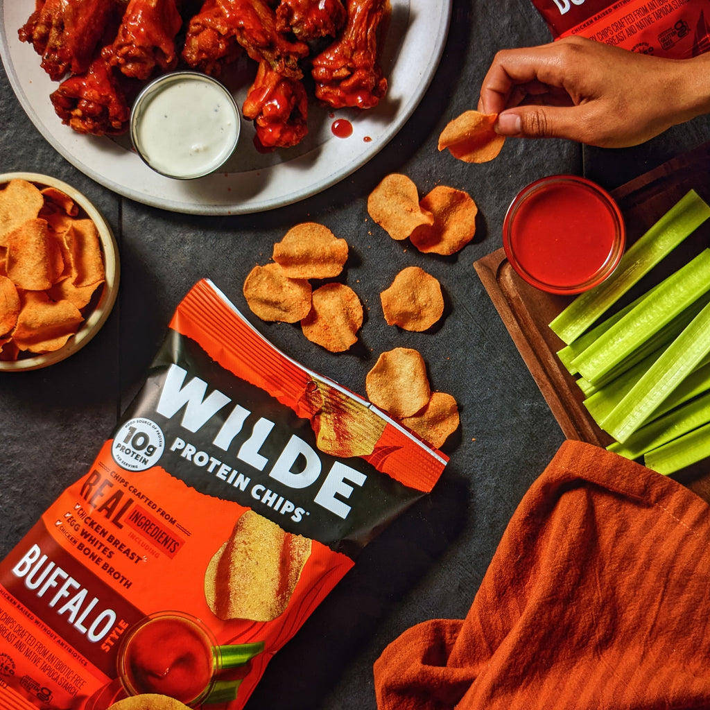 Protein Chips Buffalo, Thin Crispy High Protein, Keto Low Carb Snack, 4.0 Oz