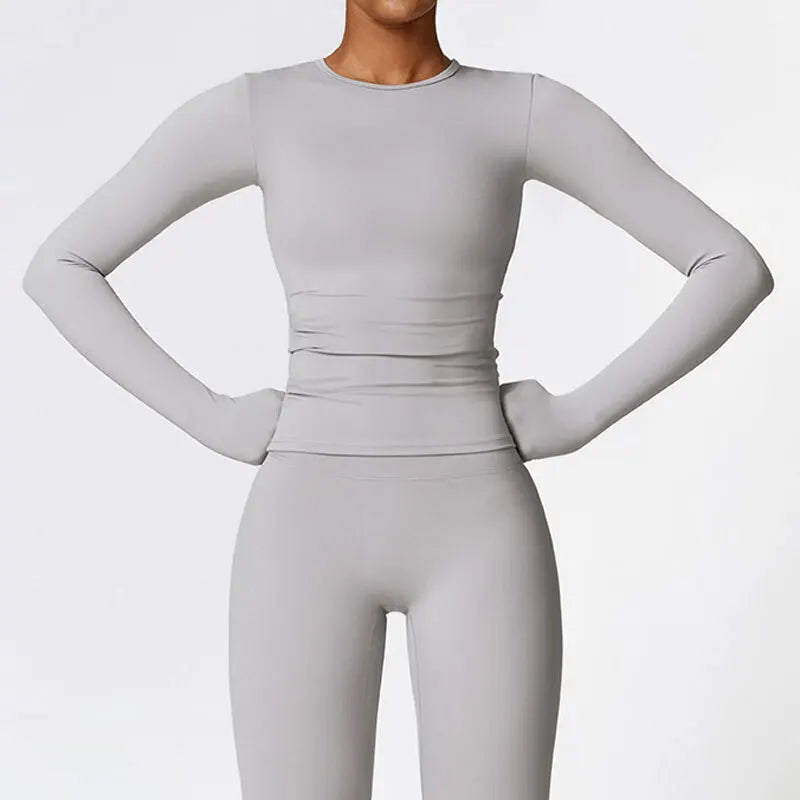 Long Sleeve Workout Top Gym Pilates Clothes Women Active Wear Sports Shirt Elastic Fitness Yoga Clothing Running Shirts