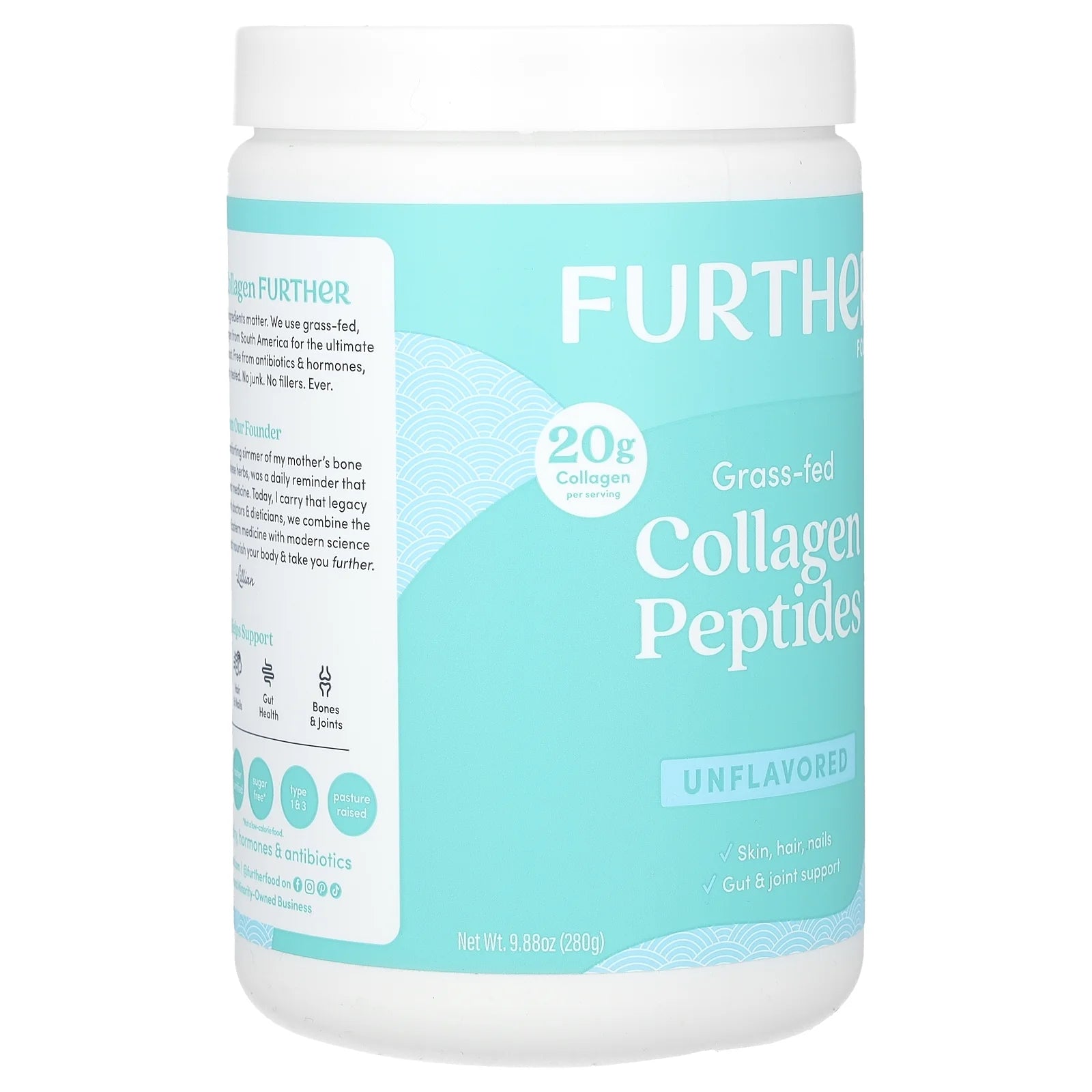 Unflavored Collagen Peptides Powder, Grass-Fed Pasture-Raised Hydrolyzed Type 1 & 3 Protein, Gut Health + Joint, Hair, Skin, Nails, Paleo Keto Sugar-Free 9.88 Oz