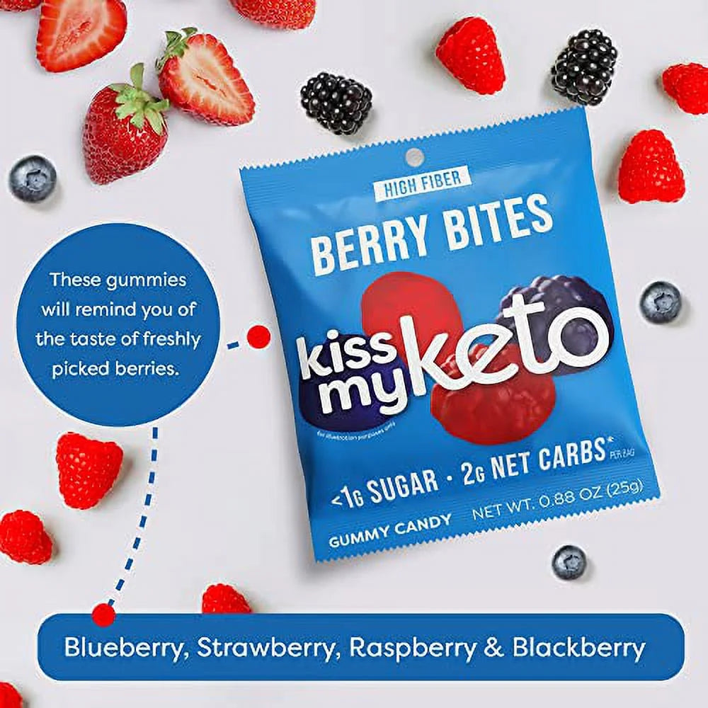 Gummies Candy – Low Carb Candy Berry Bites, Keto Snack Pack – Healthy Candy Gummys – Vegan Candy, Keto Gummy Candy – Keto Candy Gummies (8-Pack)