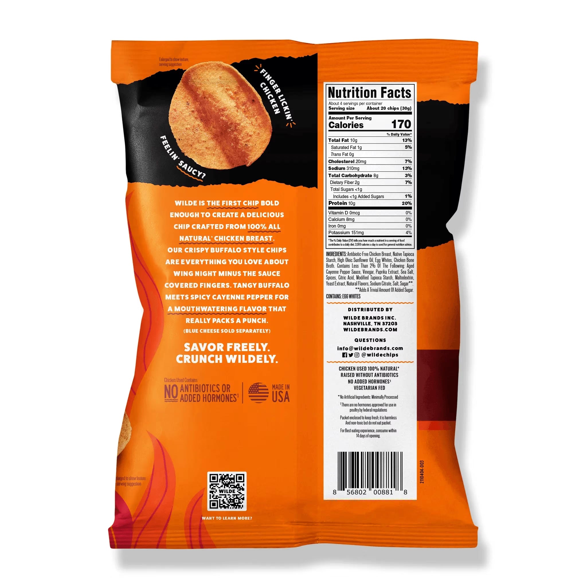 Protein Chips Buffalo, Thin Crispy High Protein, Keto Low Carb Snack, 4.0 Oz