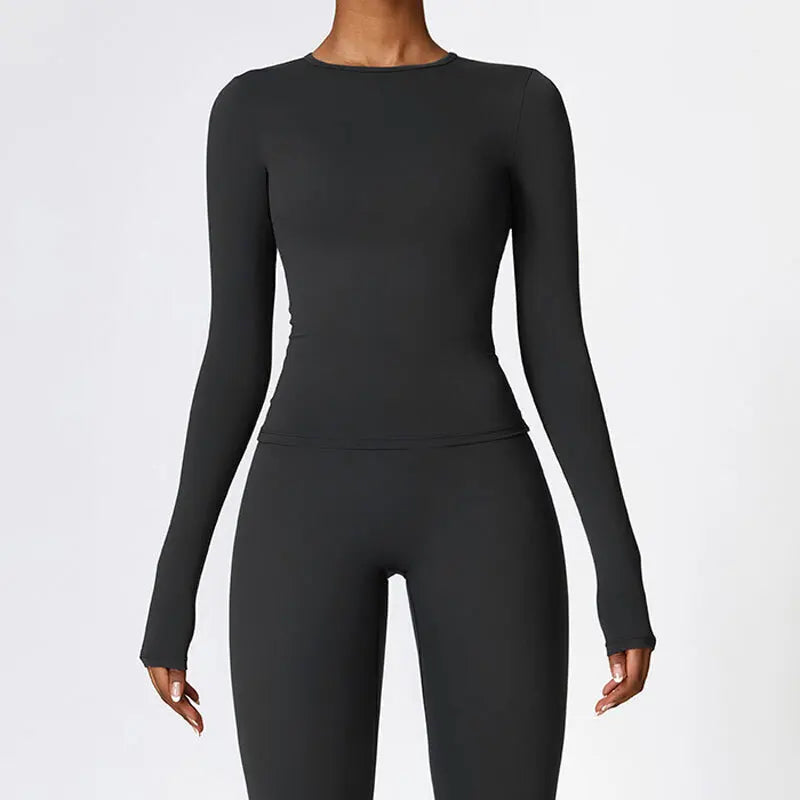 Long Sleeve Workout Top Gym Pilates Clothes Women Active Wear Sports Shirt Elastic Fitness Yoga Clothing Running Shirts