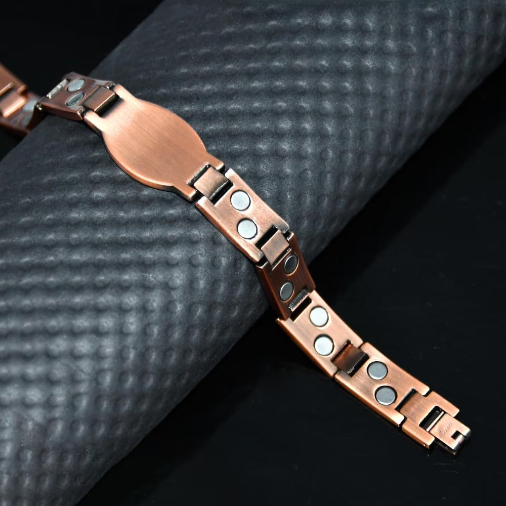 Magnetic Copper Bracelets& Ring for Men,Cross Design, Copper Jewelry Set