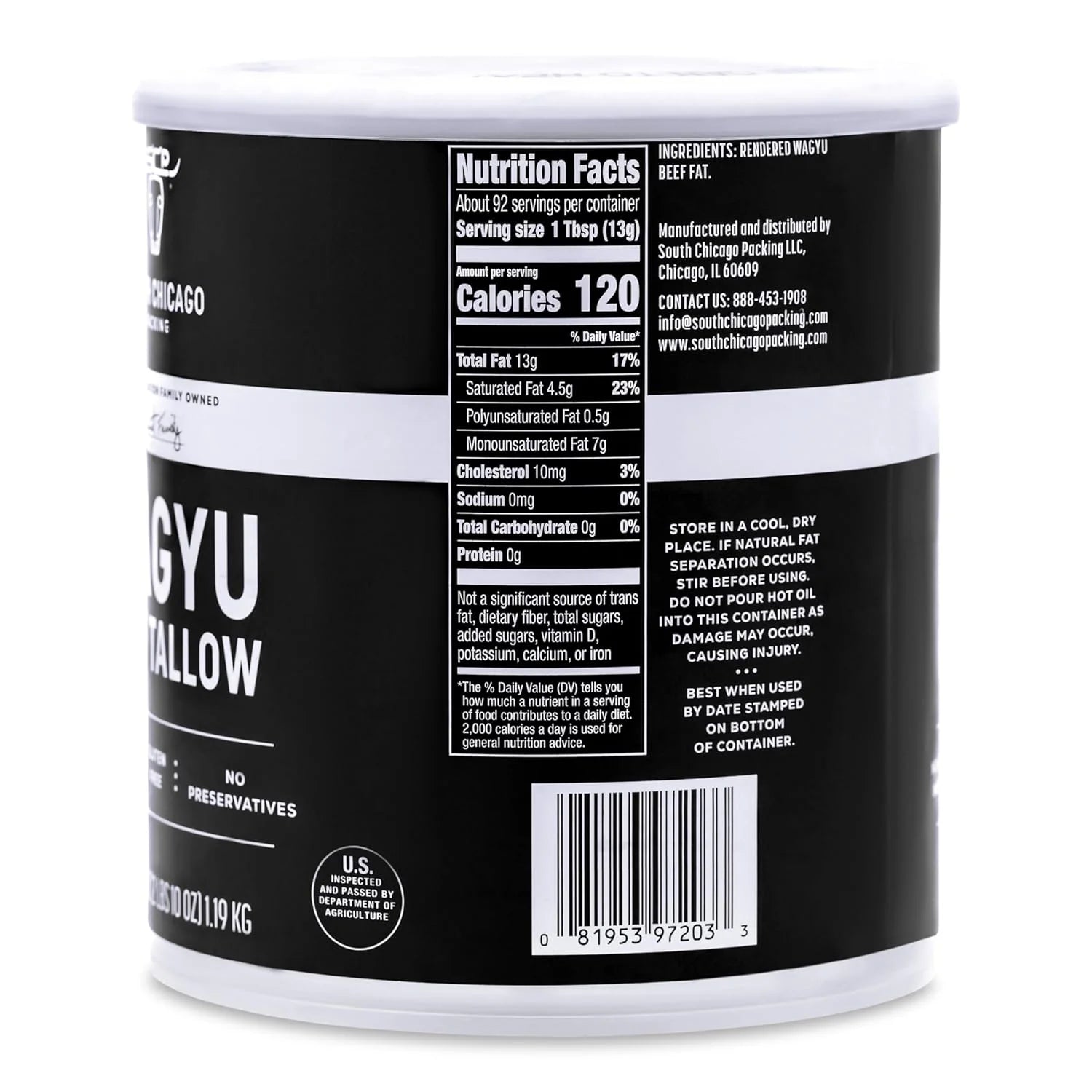 South Chicago Packing Wagyu Beef Tallow, 42 Ounces, Paleo-Friendly, Keto-Friendly, 100% Pure Wagyu