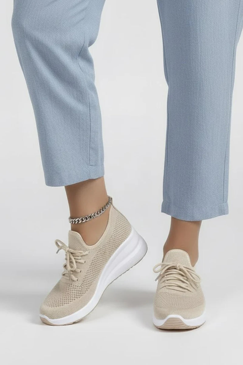 Women'S Sneakers with Knitted Upper and Layered Sole