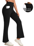 Women Flare Yoga Pants Workout Leggings Ankle Length Pockets Bootcut Bottoms High Waist Activewear L