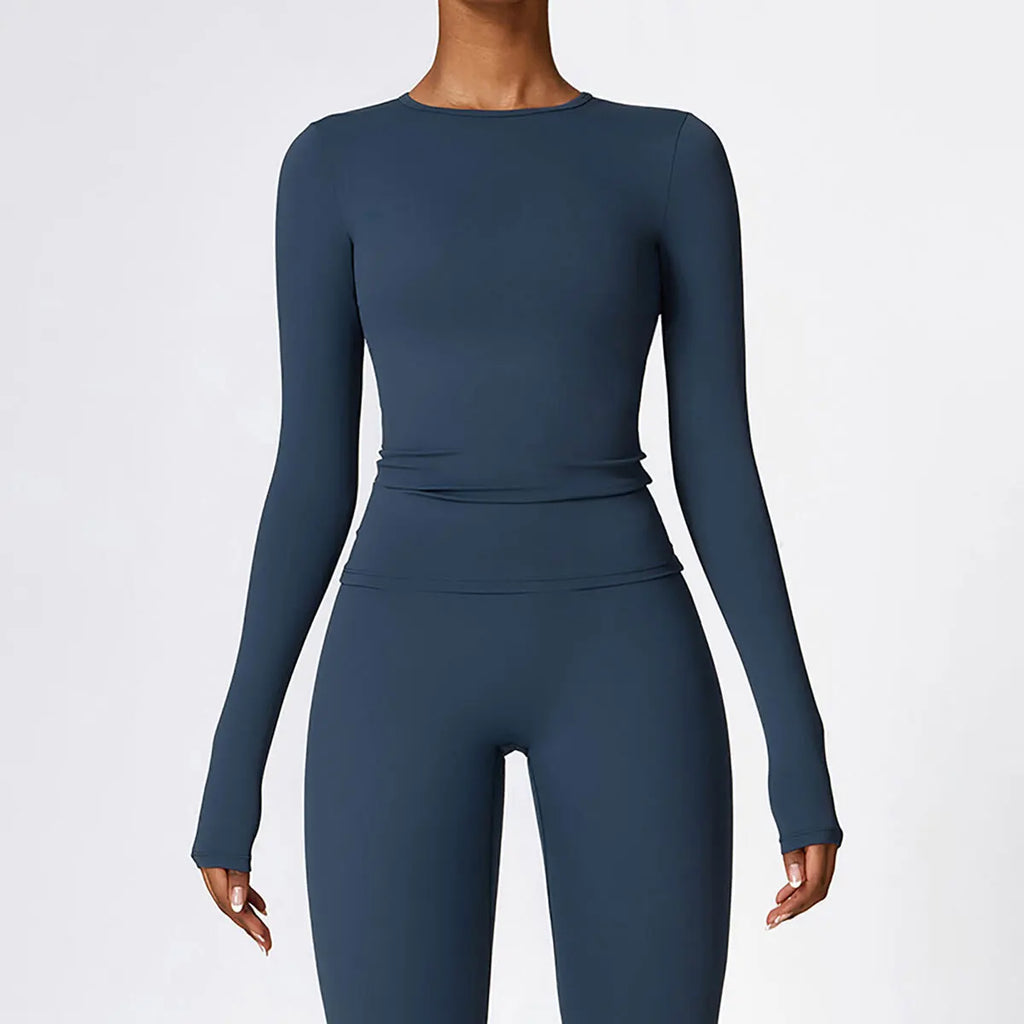 Long Sleeve Workout Top Gym Pilates Clothes Women Active Wear Sports Shirt Elastic Fitness Yoga Clothing Running Shirts