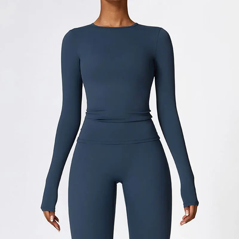 Long Sleeve Workout Top Gym Pilates Clothes Women Active Wear Sports Shirt Elastic Fitness Yoga Clothing Running Shirts