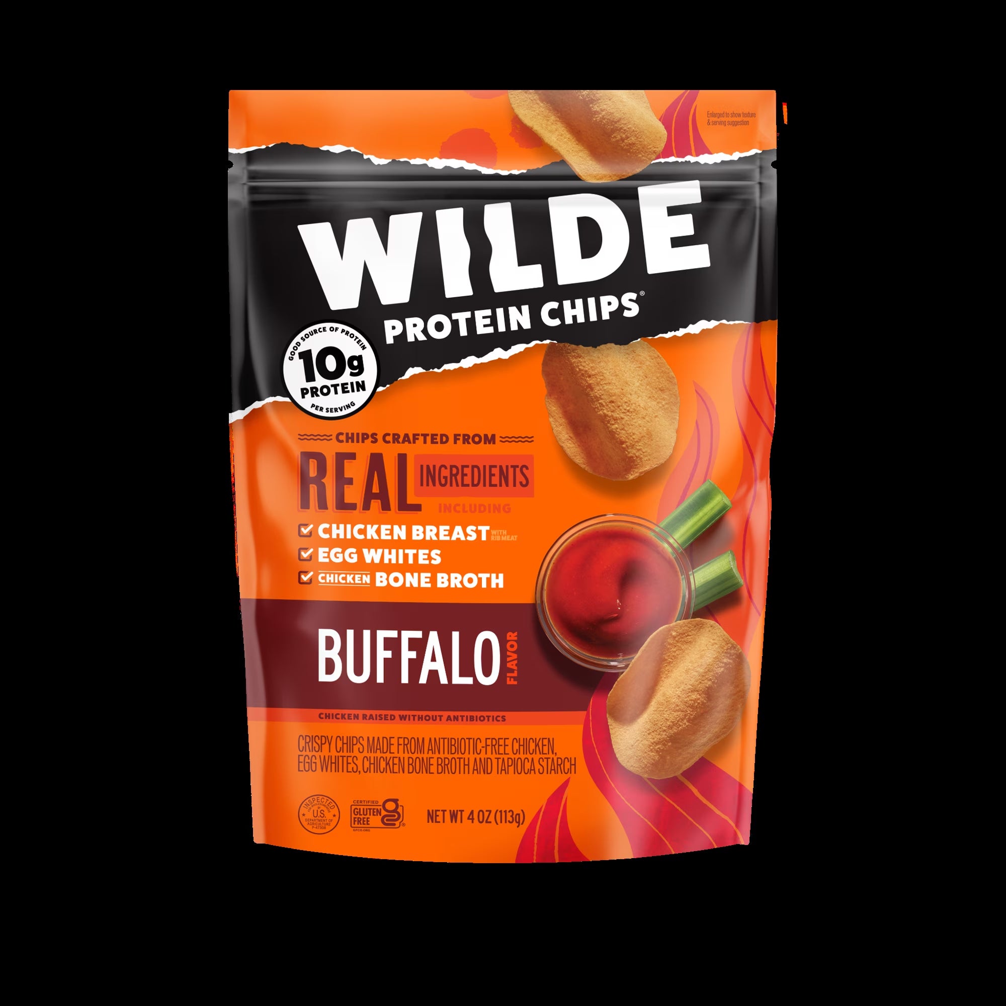 Protein Chips Buffalo, Thin Crispy High Protein, Keto Low Carb Snack, 4.0 Oz