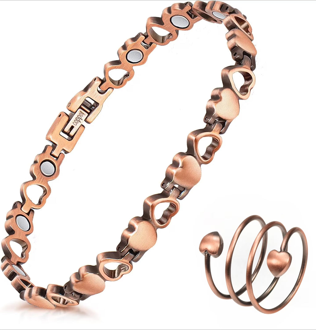 Copper Magnetic Bracelets for Women, 99.9% Pure Copper Jewelry Adjustable