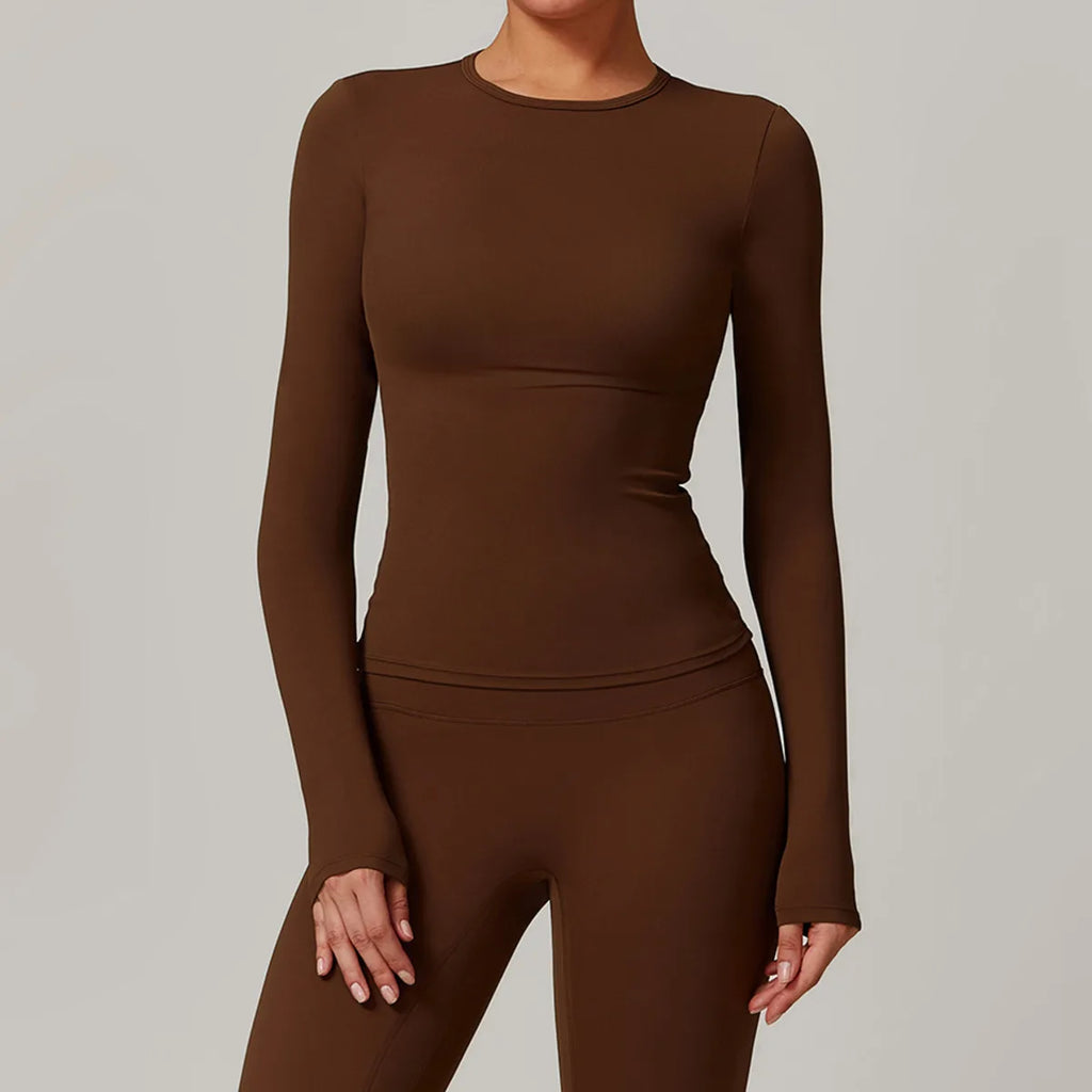 Long Sleeve Workout Top Gym Pilates Clothes Women Active Wear Sports Shirt Elastic Fitness Yoga Clothing Running Shirts