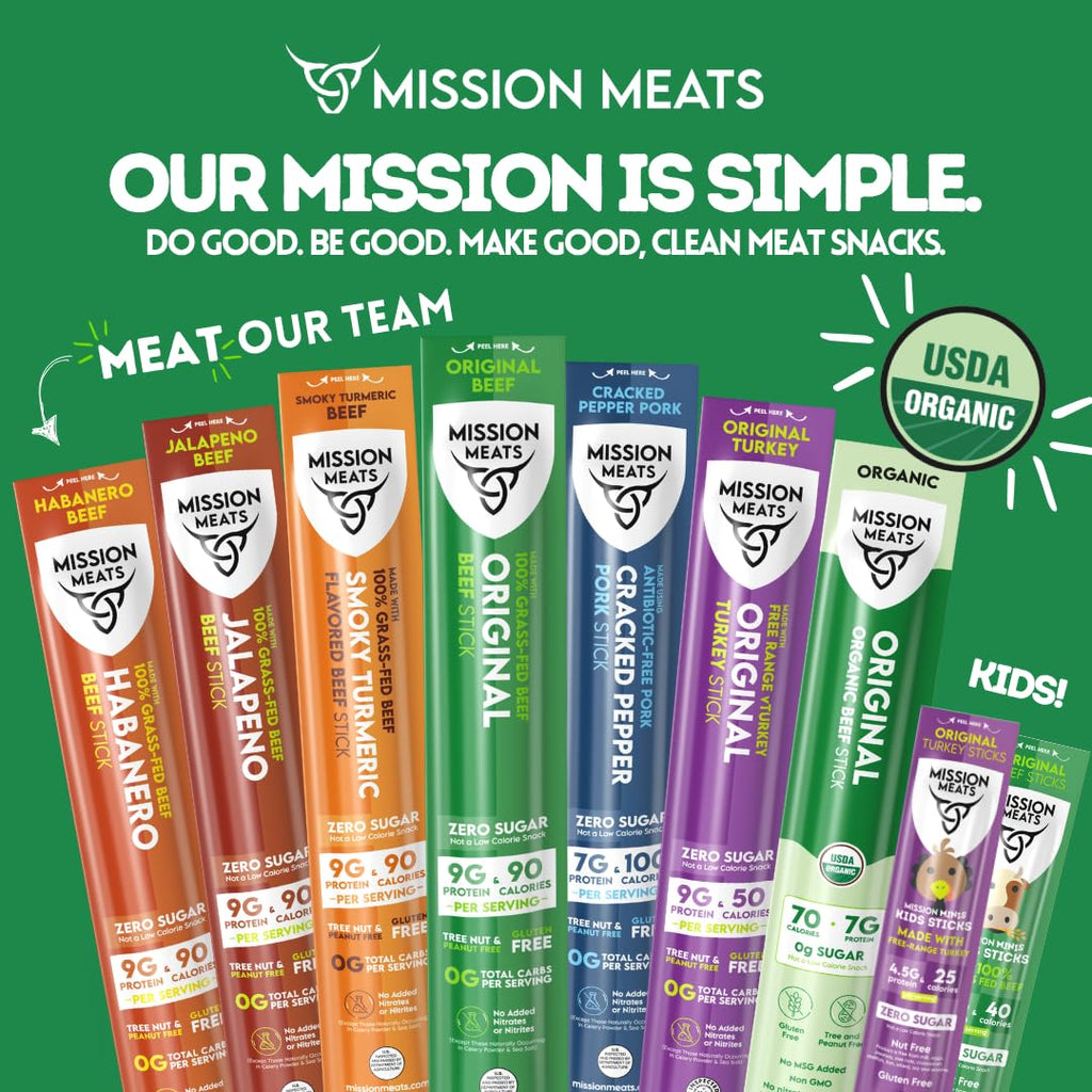 Kids Beef Sticks, 100% Grass Fed, Healthy Snacks for Kids, Zero Sugar, 4G Protein, 45 Calories Gluten & Nut Free, Individually Wrapped, Mini Sticks, 0.5Oz (24Ct Bag)