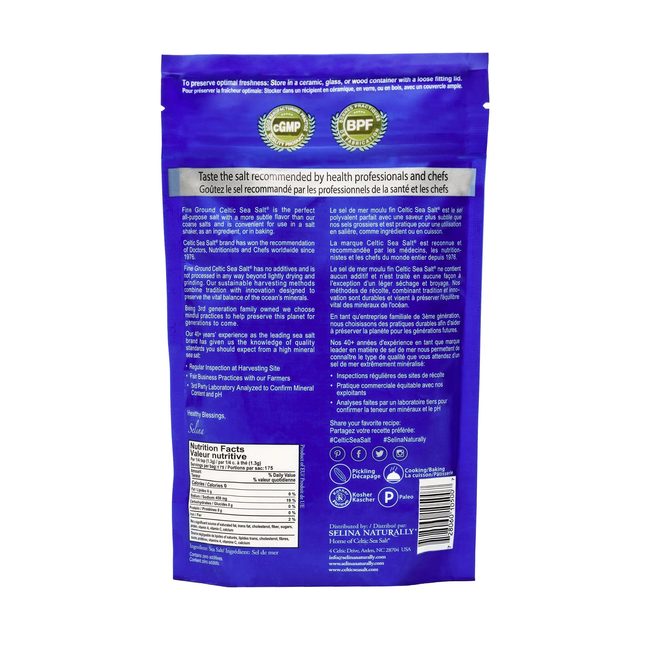 Celtic Sea Salt Fine Ground, Vital Mineral Blend, 1/2 Lb (227 G)