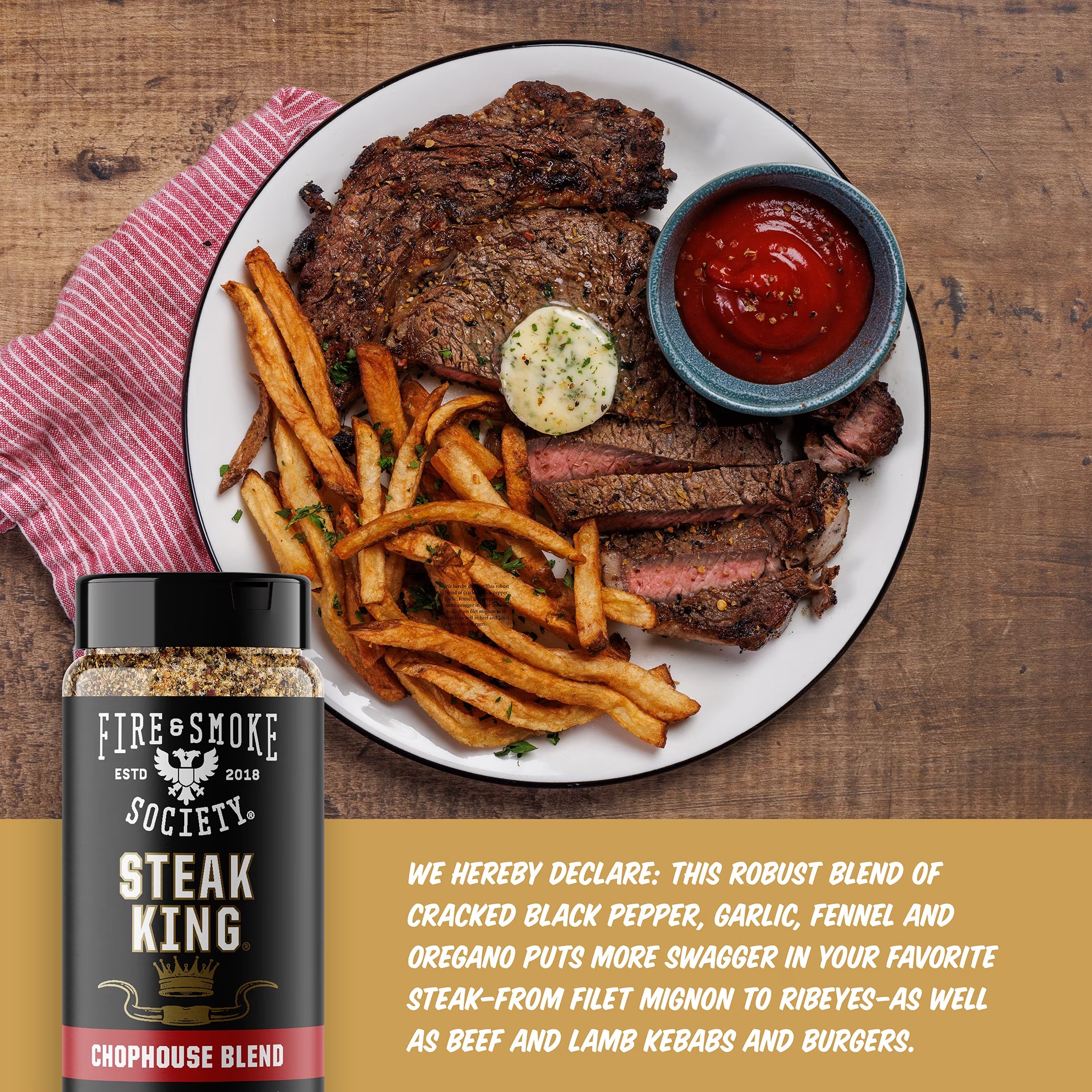 Steak King Steak Seasoning, BBQ Rub, 8.5 Oz Mixed Spices & Seasonings