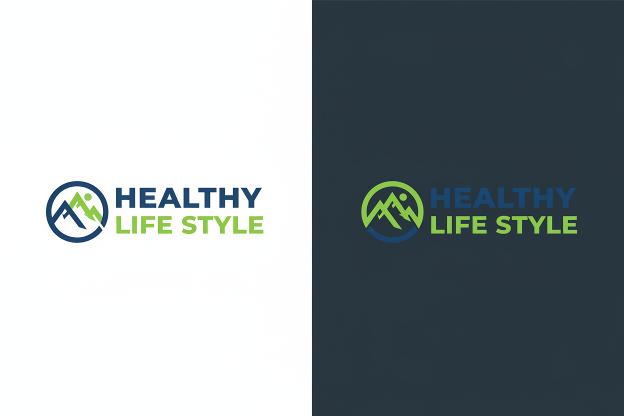 Healthy Life Style Logo with Mountain